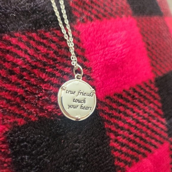 BFF Necklace Silver TONED Heart Friends Pendant - Picture 2 of 5